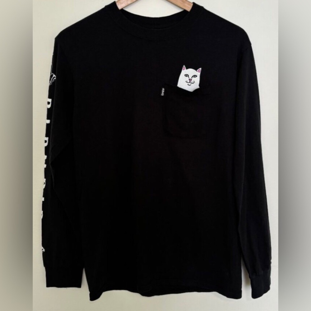 Ripndip Lord Nermal Black Pocket Long Sleeve Tee. Adult Men Medium.